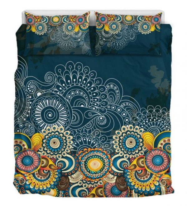 Colorul Mandala Navy Duver Duvet Cover and Pillowcase Set Bedding Set