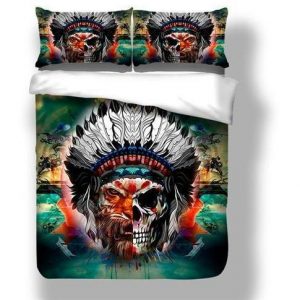 Cool Skull Multi Color Tiger Face Duvet Cover and Pillowcase Set Bedding Set