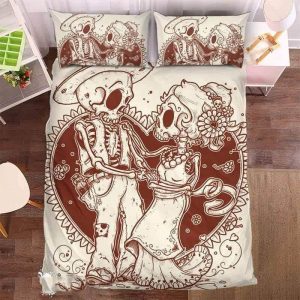 Couple Skull Duvet Cover and Pillowcase Set Bedding Set