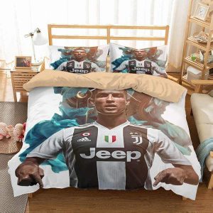 Cr7 Juventus Fc Duvet Cover and Pillowcase Set Bedding Set