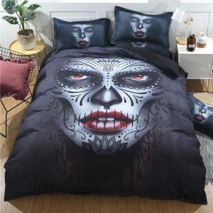 Creative Sugar Skull Make Up 3D Duvet Cover and Pillowcase Set Bedding Set