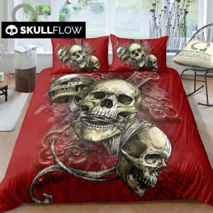 Cross Skulls Blind Deaf Dumb Duvet Cover and Pillowcase Set Bedding Set