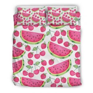 Cute Berry Watermelon Pattern Print Duvet Cover and Pillowcase Set Bedding Set