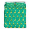 Cute Cartoon Giraffe Pattern Print Duvet Cover and Pillowcase Set Bedding Set