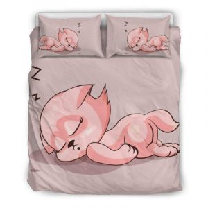 Cute Cat Sleepy Head Duvet Cover and Pillowcase Set Bedding Set