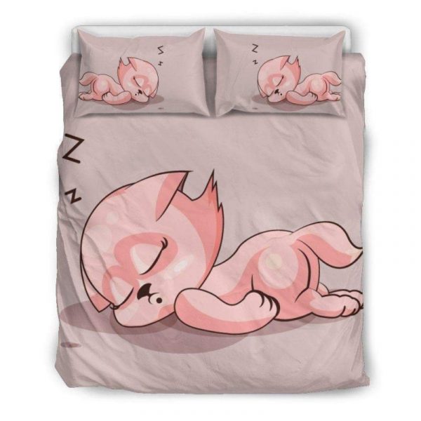 Cute Cat Sleepy Head Duvet Cover and Pillowcase Set Bedding Set