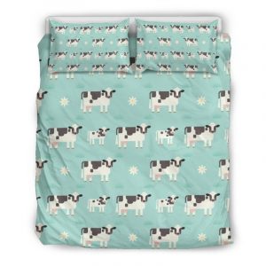 Cute Cow And Baby Cow Pattern Print Duvet Cover and Pillowcase Set Bedding Set