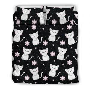 Cute Hand Drawn Cats Duvet Cover and Pillowcase Set Bedding Set