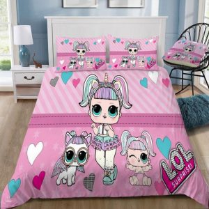 Cute Pink L O L Surprise Duvet Cover and Pillowcase Set Bedding Set 196