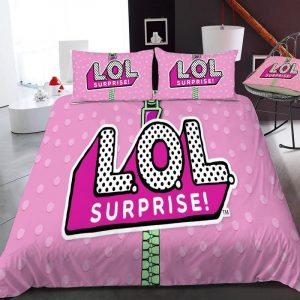 Cute Pink L O L Surprise Duvet Cover and Pillowcase Set Bedding Set 182