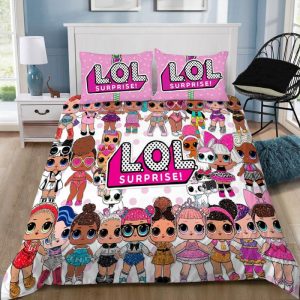 Cute Pink L O L Surprise Duvet Cover and Pillowcase Set Bedding Set 235