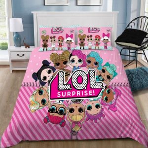 Cute Pink L O L Surprise Duvet Cover and Pillowcase Set Bedding Set 259