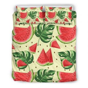 Cute Tropical Watermelon Pattern Print Duvet Cover and Pillowcase Set Bedding Set