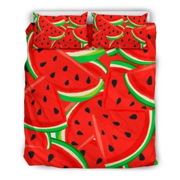 Cute Watermelon Pieces Pattern Print Duvet Cover and Pillowcase Set Bedding Set