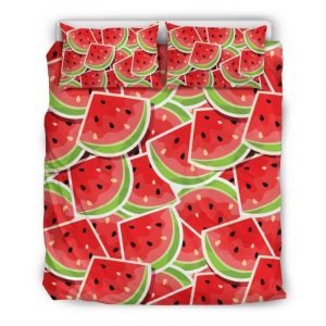 Cute Watermelon Slices Pattern Print Duvet Cover and Pillowcase Set Bedding Set