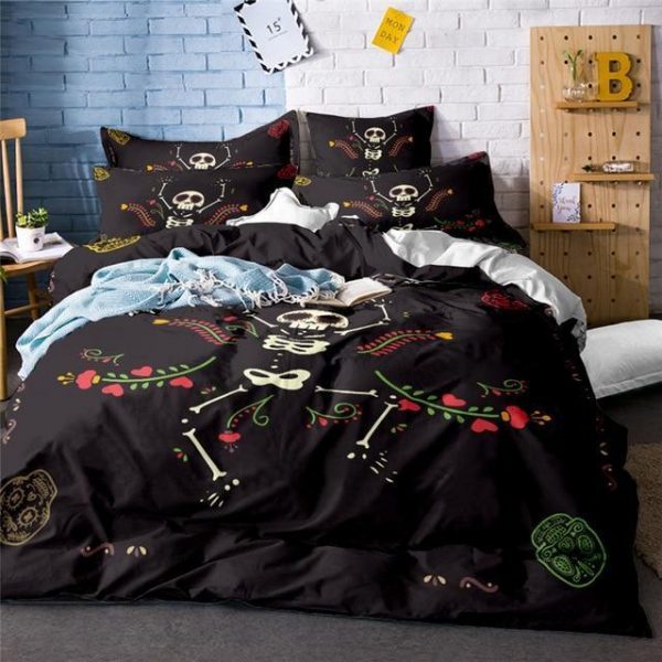 Dancing Bones Duvet Cover and Pillowcase Set Bedding Set