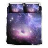 Dark Light Purple Galaxy Space Print Duvet Cover and Pillowcase Set Bedding Set