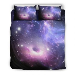 Dark Light Purple Galaxy Space Print Duvet Cover and Pillowcase Set Bedding Set