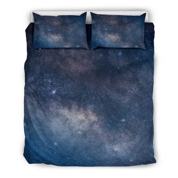 Dark Nebula Universe Galaxy Space Print Duvet Cover and Pillowcase Set Bedding Set