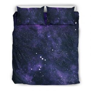 Dark Purple Galaxy Outer Space Print Duvet Cover and Pillowcase Set Bedding Set