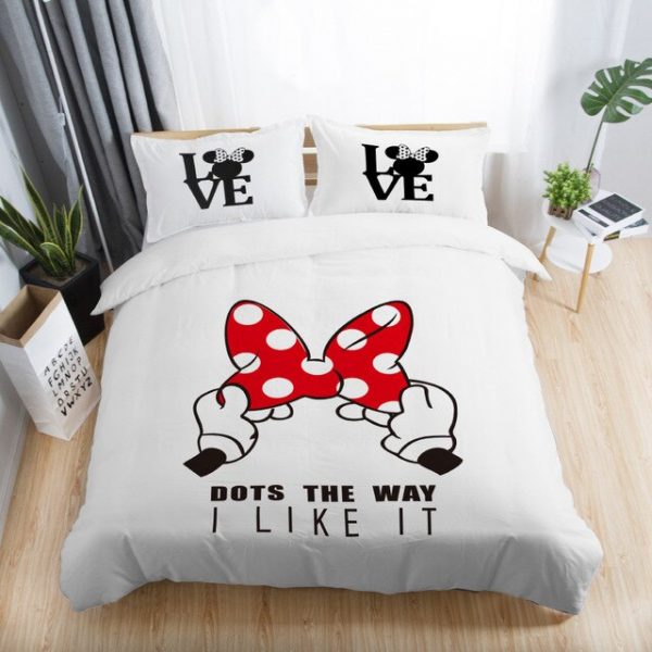 Minnie Mickey Disney 222 Duvet Cover and Pillowcase Set Bedding Set