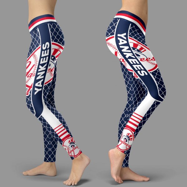 Single Small Line Circle Stylish Fashion New York Yankees Leggings