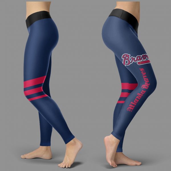 Through Great Logo Spread Body Striped Circle Atlanta Braves Leggings