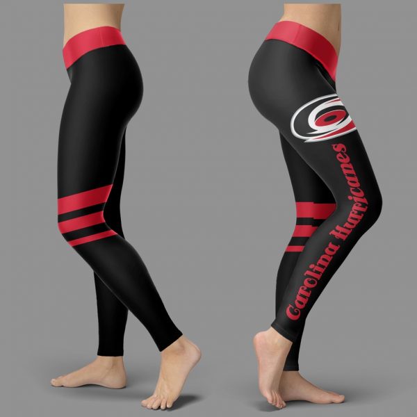 Through Great Logo Spread Body Striped Circle Carolina Hurricanes Leggings