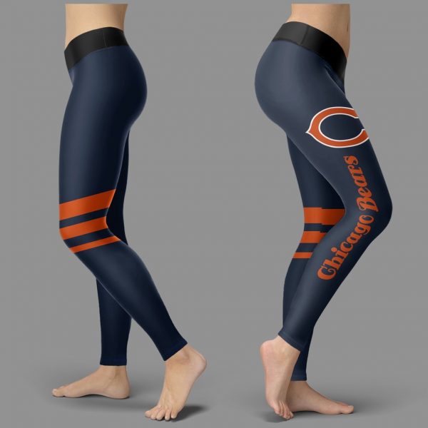 Through Great Logo Spread Body Striped Circle Chicago Bears Leggings