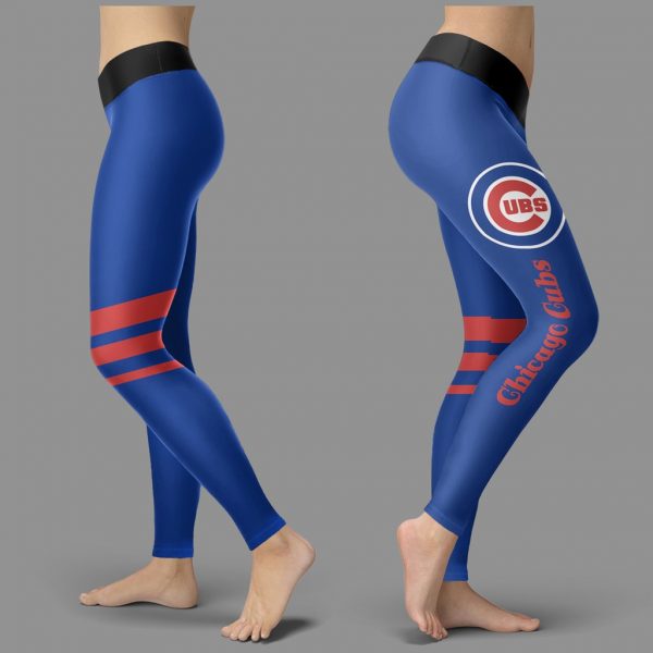 Through Great Logo Spread Body Striped Circle Chicago Cubs Leggings