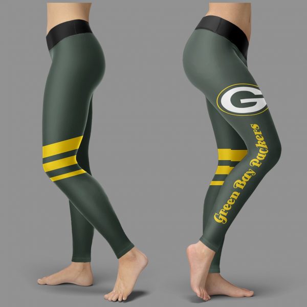 Through Great Logo Spread Body Striped Circle Green Bay Packers Leggings
