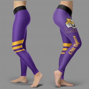 Through Great Logo Spread Body Striped Circle LSU Tigers Leggings