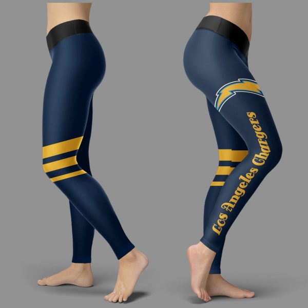 Through Great Logo Spread Body Striped Circle Los Angeles Chargers Leggings