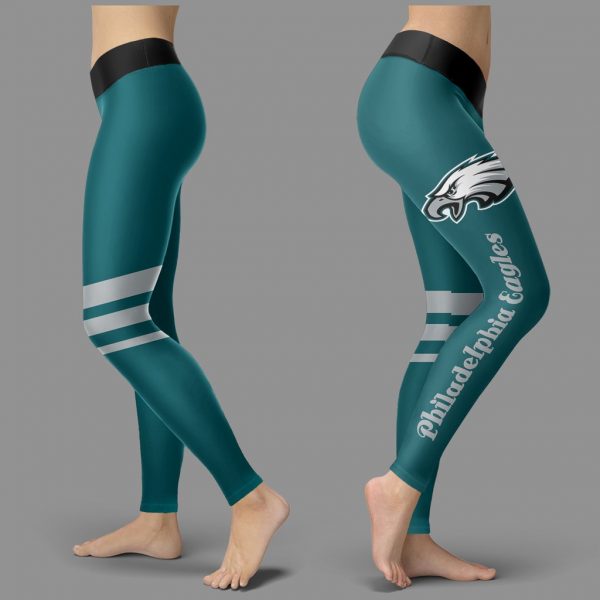 Through Great Logo Spread Body Striped Circle Philadelphia Eagles Leggings